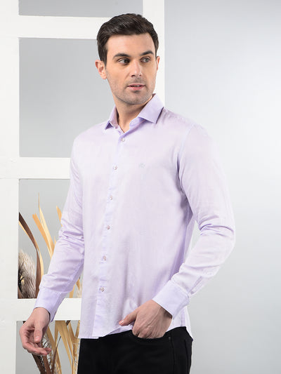 Purple Embroidered 100% Cotton Shirt-Men Shirts-Crimsoune Club