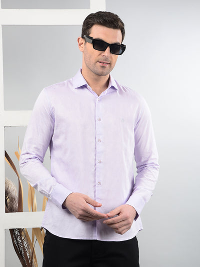 Purple Embroidered 100% Cotton Shirt-Men Shirts-Crimsoune Club