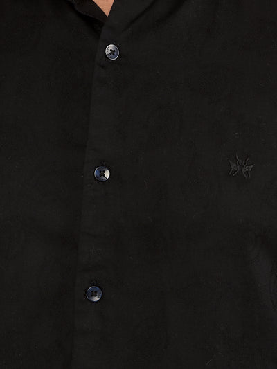 Black Embroidered 100% Cotton Shirt-Men Shirts-Crimsoune Club