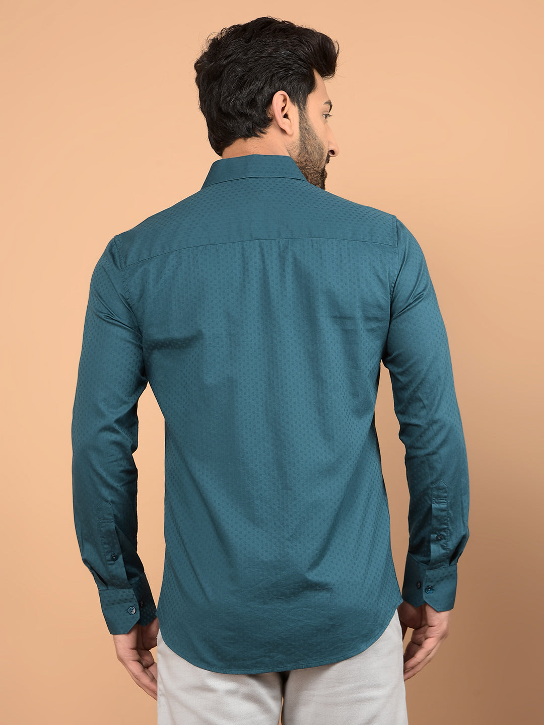 Green Printed 100% Cotton Shirt-Men Shirts-Crimsoune Club