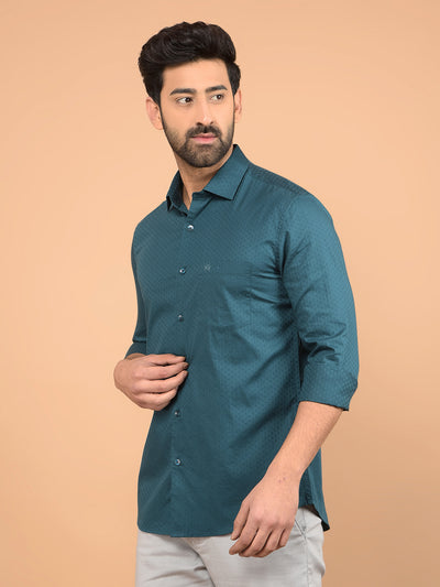 Green Printed 100% Cotton Shirt-Men Shirts-Crimsoune Club