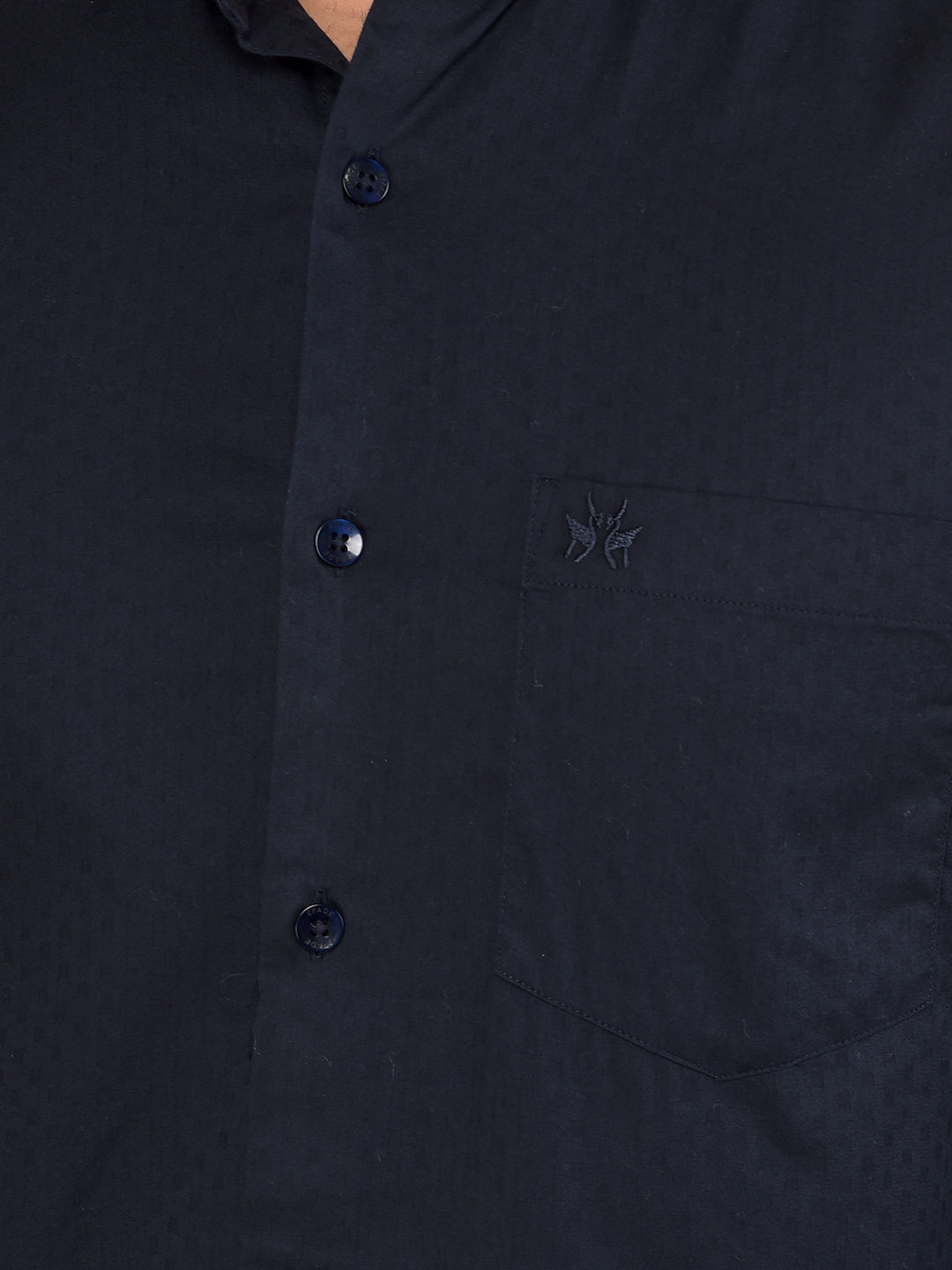 Navy Blue Printed 100% Cotton Shirt-Men Shirts-Crimsoune Club