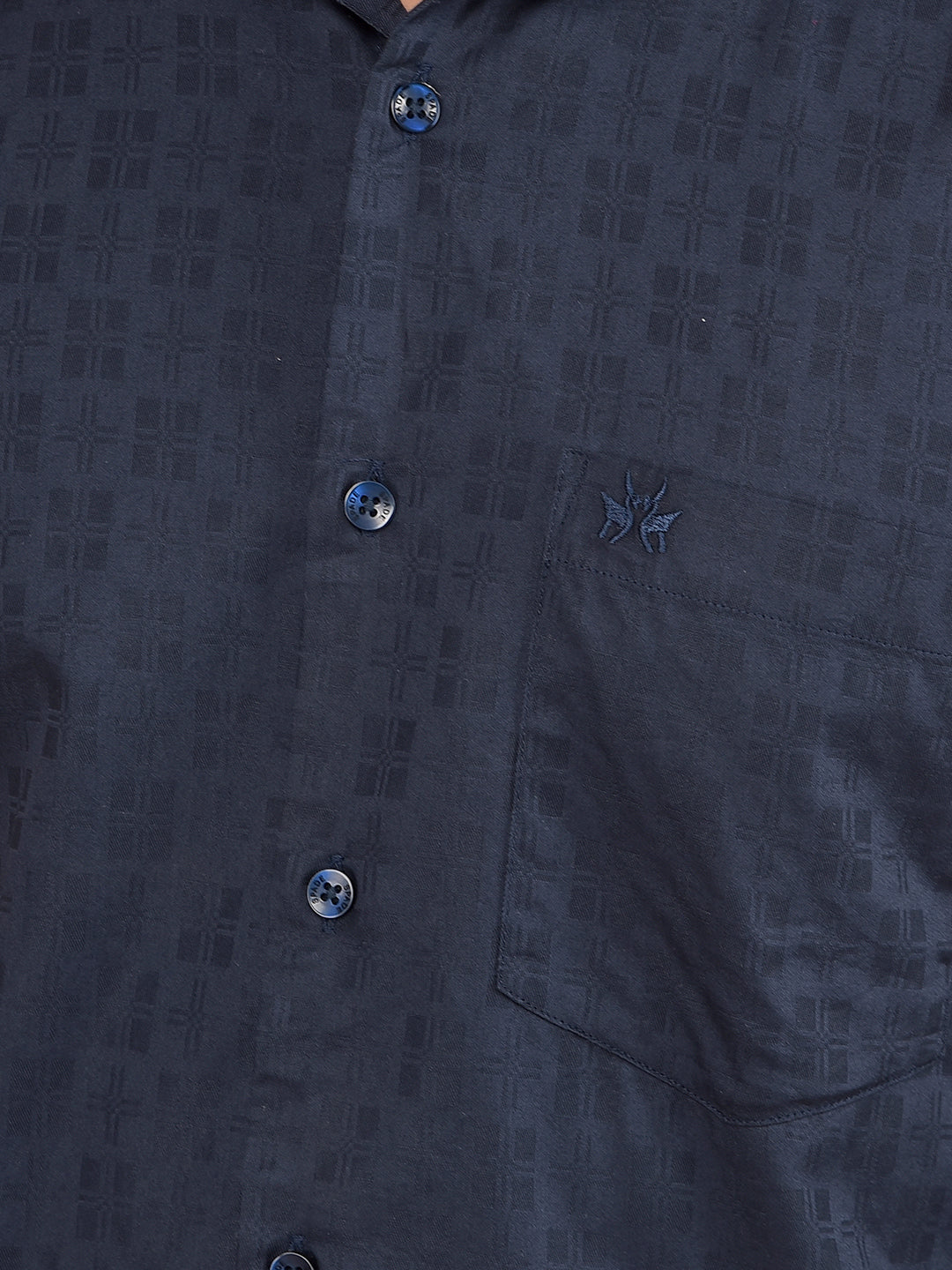 Navy Blue Printed Shirt-Men Shirts-Crimsoune Club