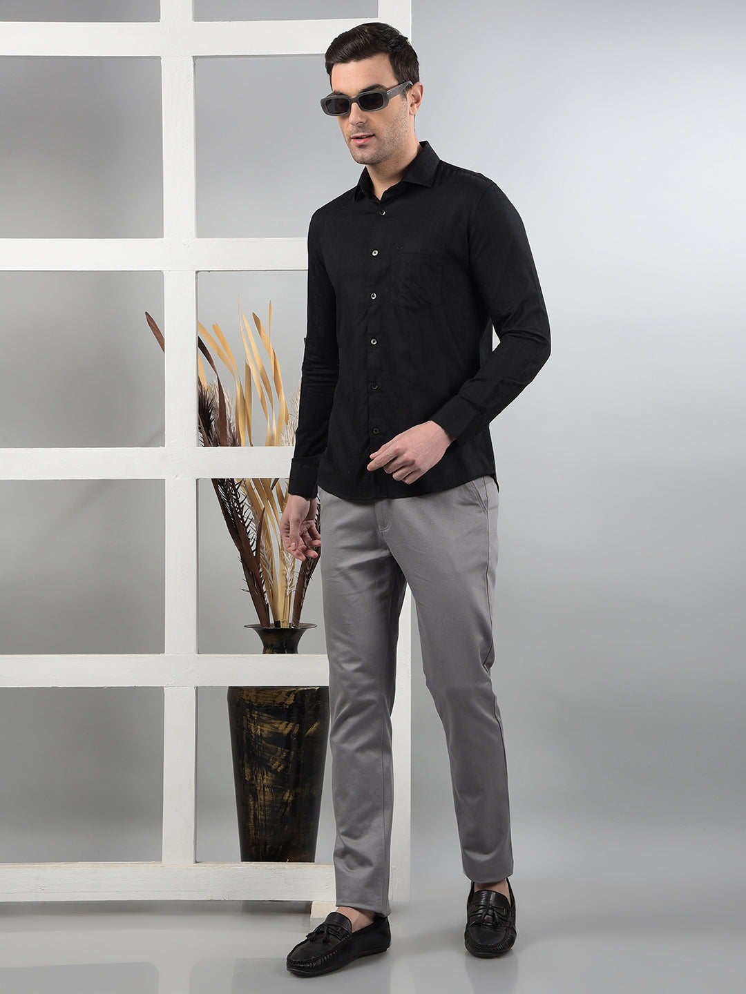 Black Printed Shirt-Men Shirts-Crimsoune Club