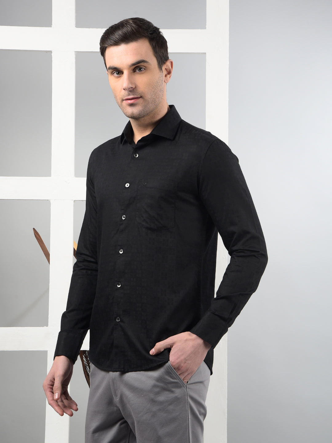 Black Printed Shirt-Men Shirts-Crimsoune Club