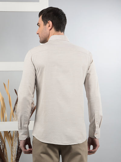 Beige Printed Shirt-Men Shirts-Crimsoune Club