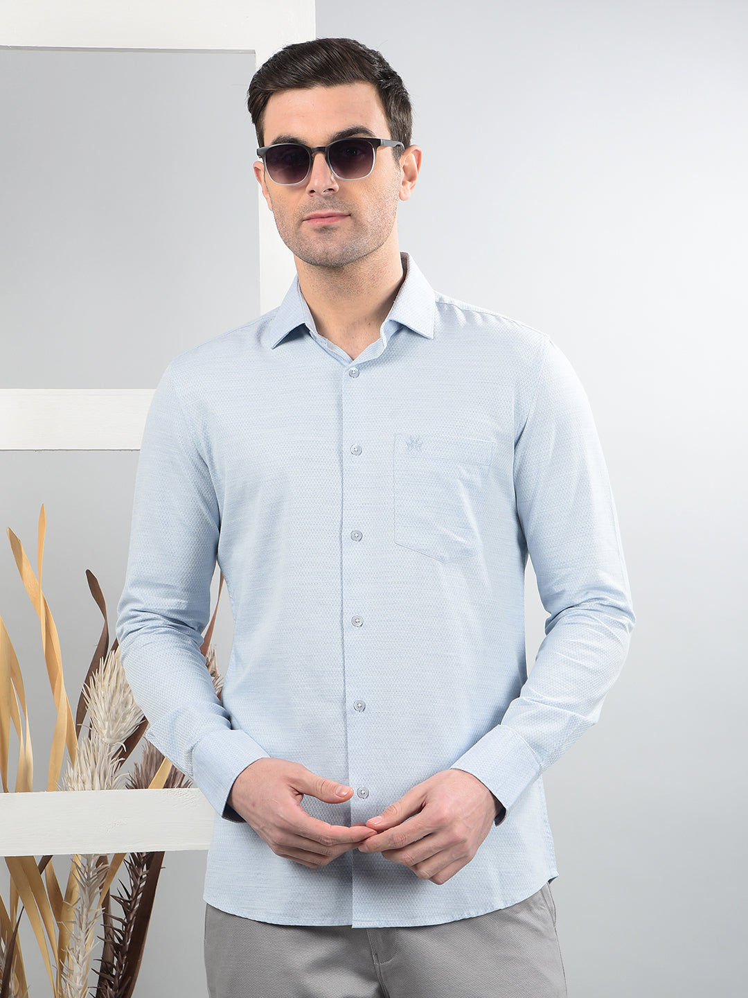 Blue Printed Shirt-Men Shirts-Crimsoune Club