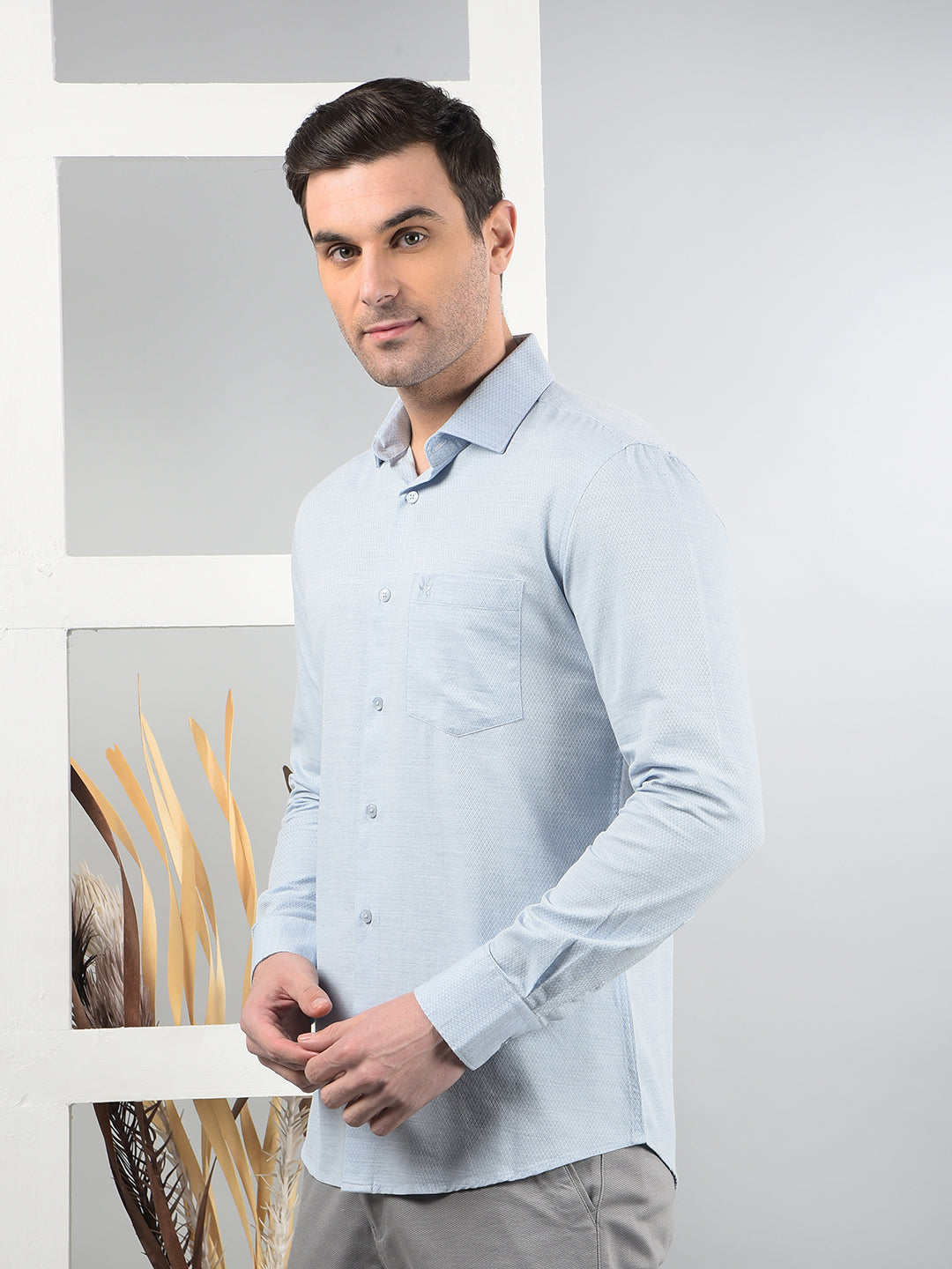 Blue Printed Shirt-Men Shirts-Crimsoune Club