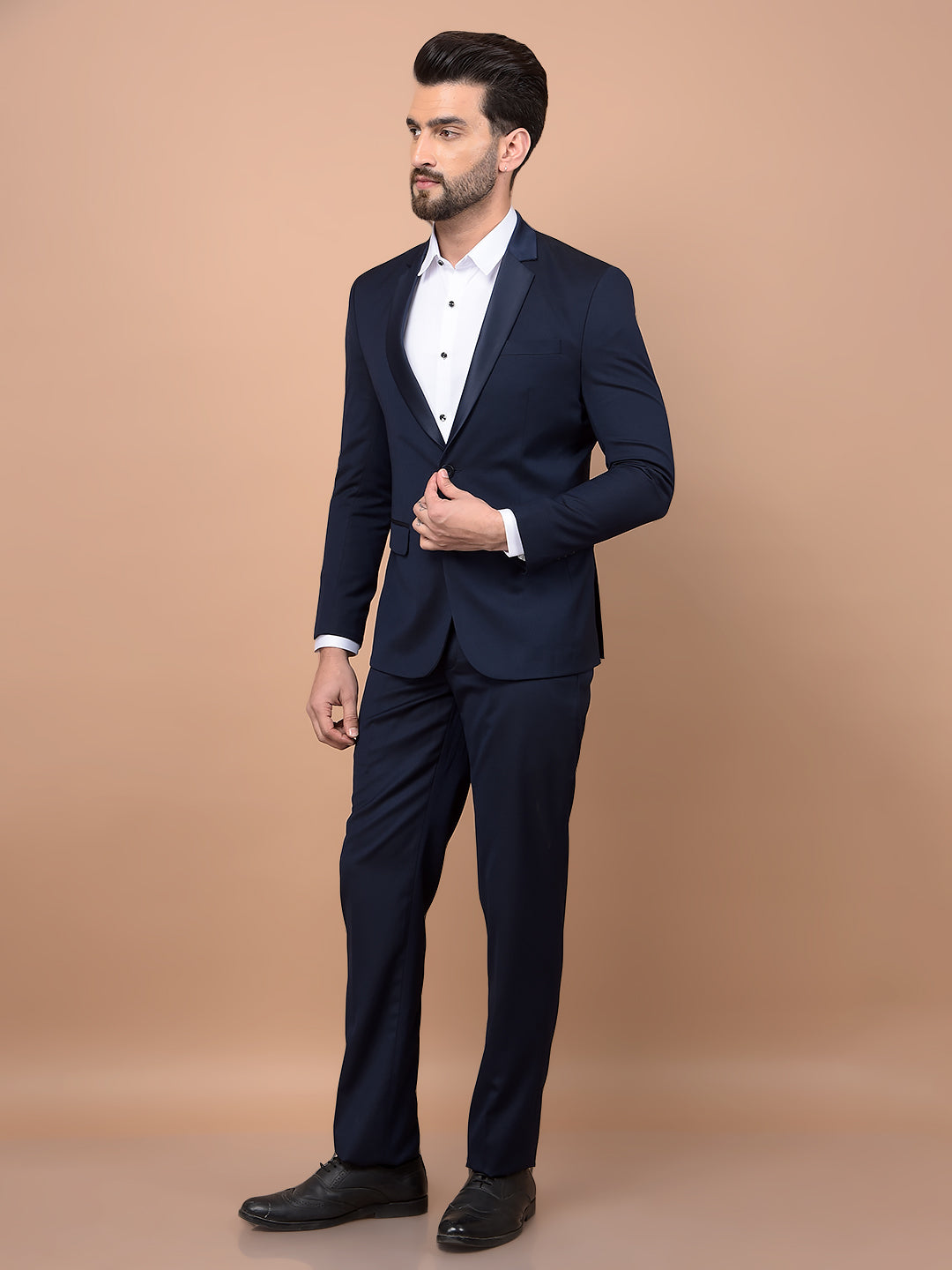 Navy Blue 2 Pieces Suit-Men Suits-Crimsoune Club