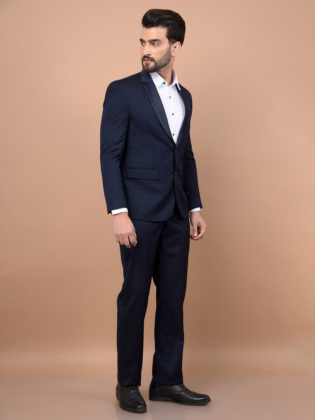 Navy Blue 2 Pieces Suit-Men Suits-Crimsoune Club