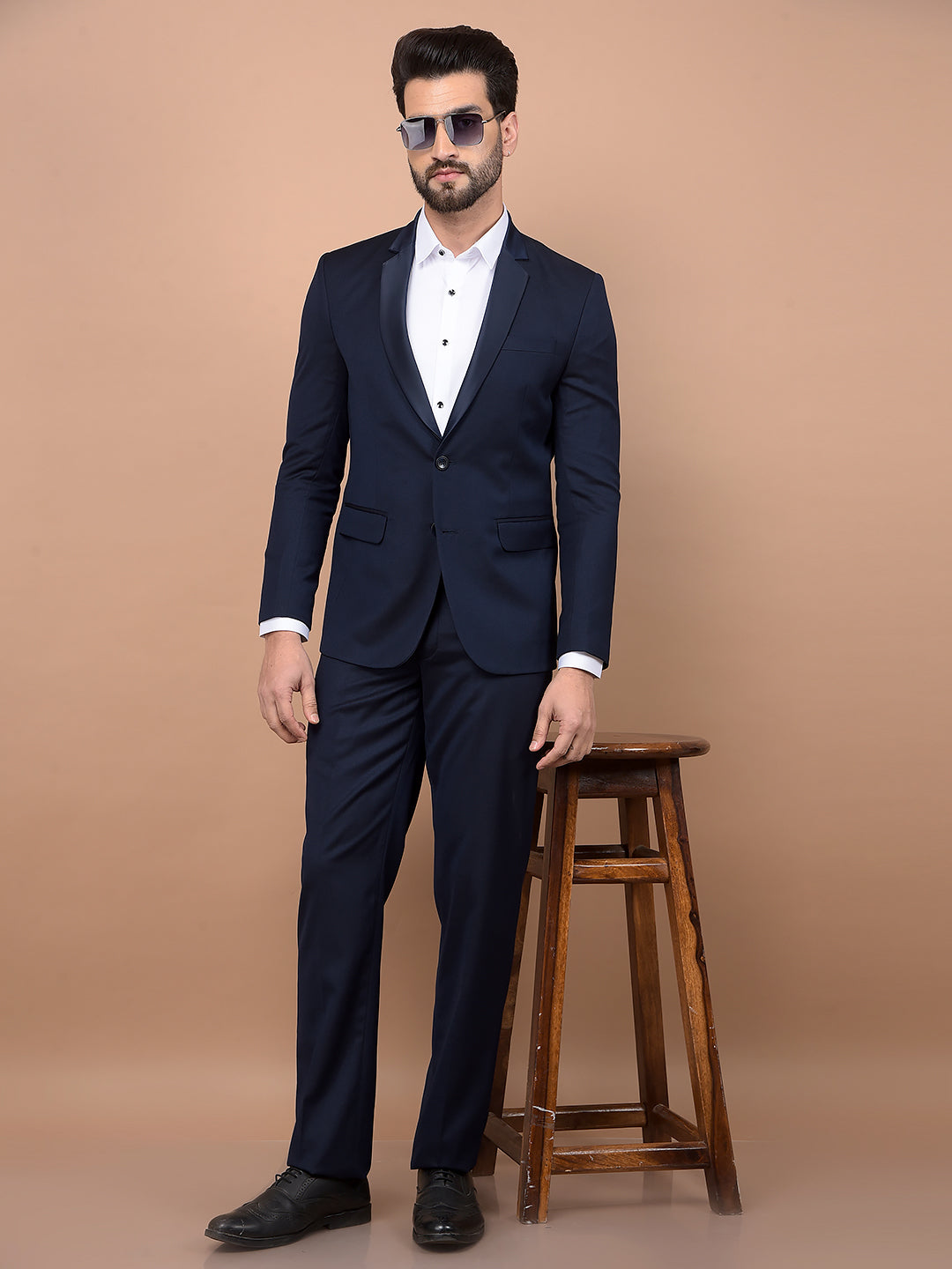 Navy Blue 2 Pieces Suit-Men Suits-Crimsoune Club