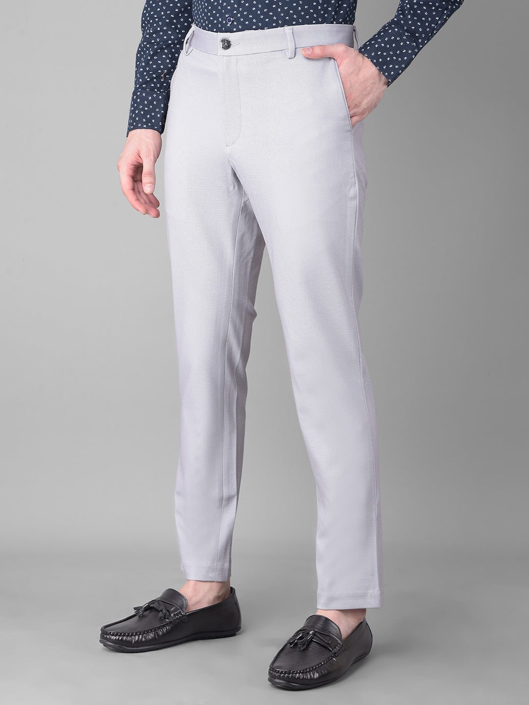 Grey Printed Trousers-Men Trousers-Crimsoune Club