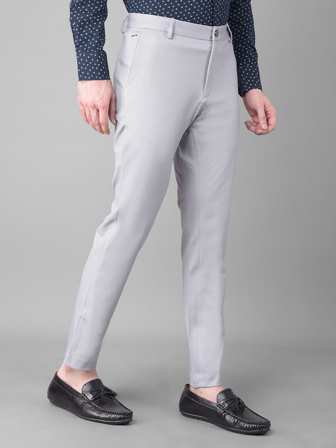 Grey Printed Trousers-Men Trousers-Crimsoune Club