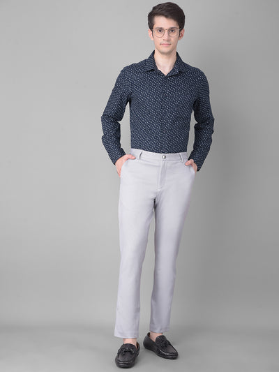 Grey Printed Trousers-Men Trousers-Crimsoune Club