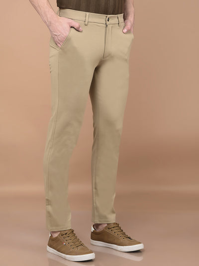 Khaki Printed Knitted Trousers