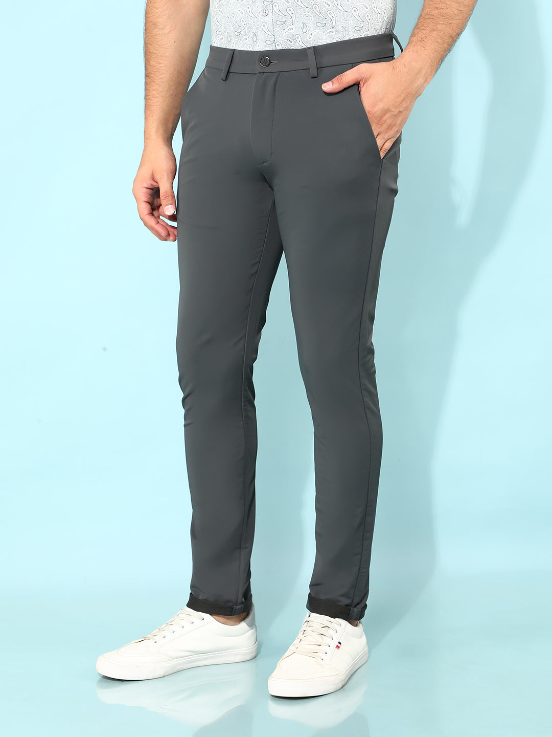 Grey Stretchable Trousers-Men Trousers-Crimsoune Club