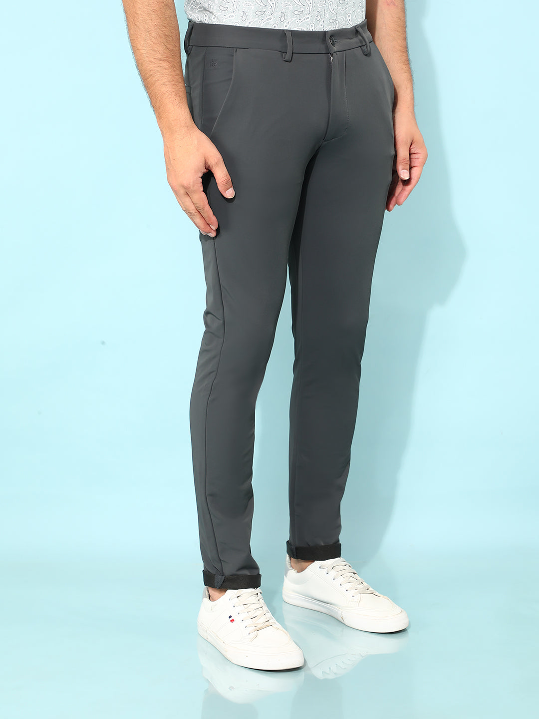 Grey Stretchable Trousers-Men Trousers-Crimsoune Club