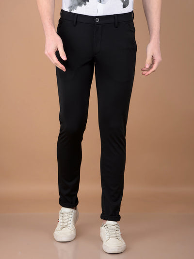 Black Knitted Trousers-Men Trousers-Crimsoune Club