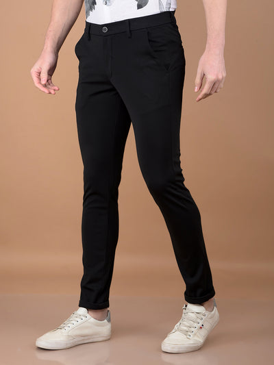 Black Knitted Trousers-Men Trousers-Crimsoune Club