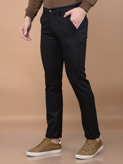 Navy Blue Printed Knitted Trousers