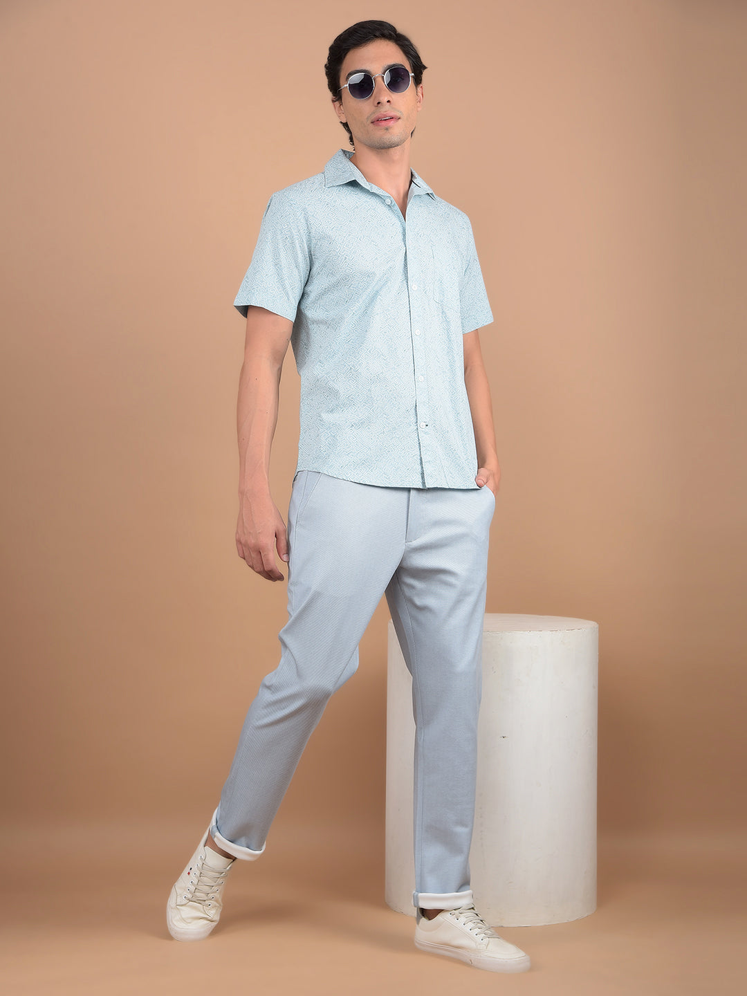 Blue Knitted Trousers-Men Trousers-Crimsoune Club