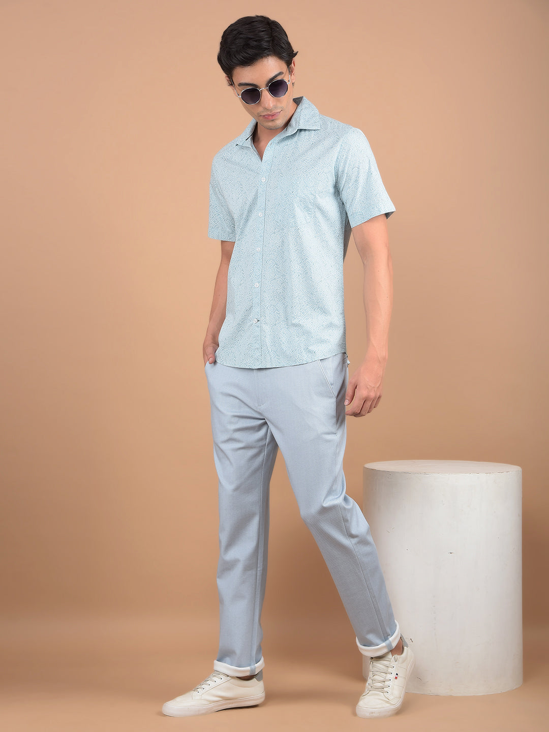 Blue Knitted Trousers-Men Trousers-Crimsoune Club