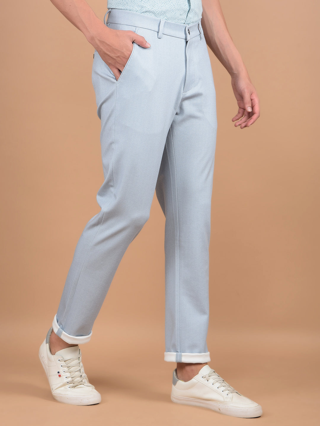 Blue Knitted Trousers-Men Trousers-Crimsoune Club