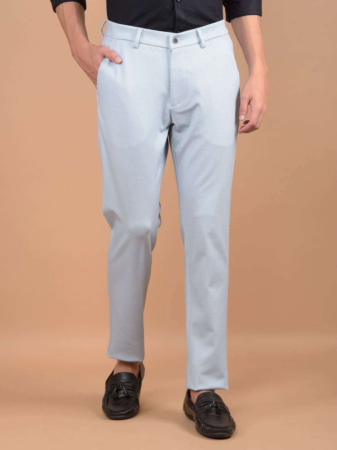 Blue Knitted Trousers-Men Trousers-Crimsoune Club