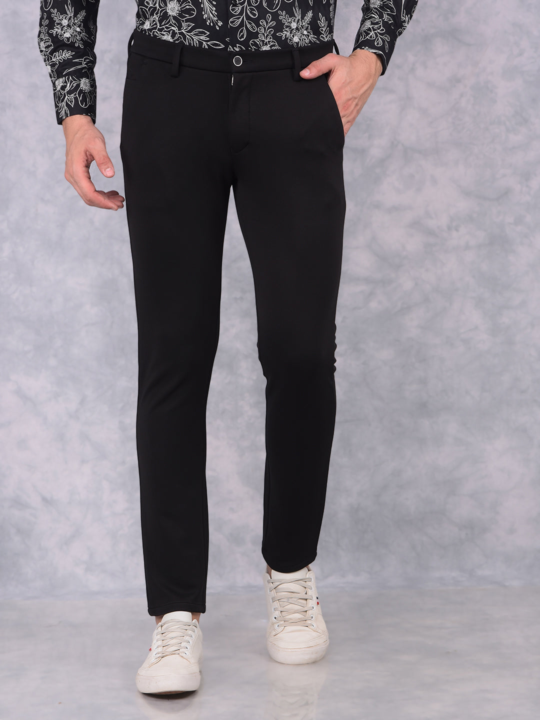 Black Knitted Trousers-Men Trousers-Crimsoune Club