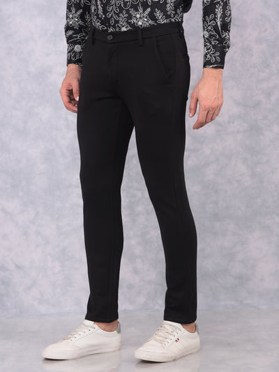 Black Knitted Trousers-Men Trousers-Crimsoune Club