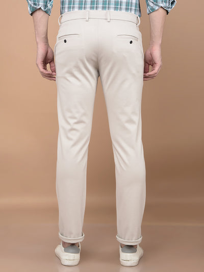 Beige Printed Knitted Trousers