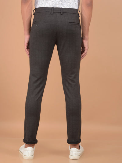 Brown Checked Trousers-Men Trousers-Crimsoune Club