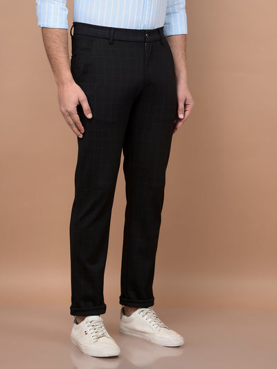 Black Checked Knitted Trousers