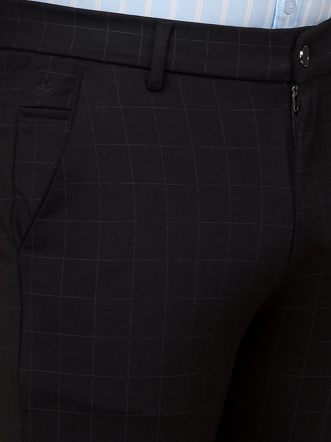 Black Checked Knitted Trousers