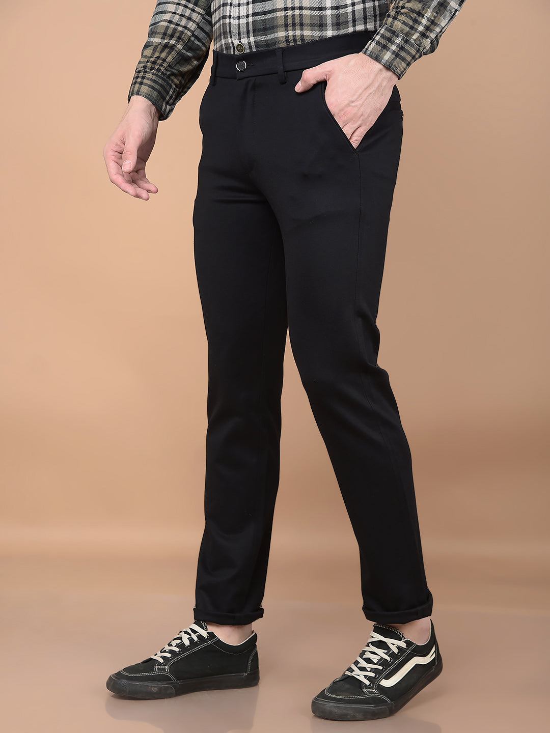 Black Printed Knitted Trousers