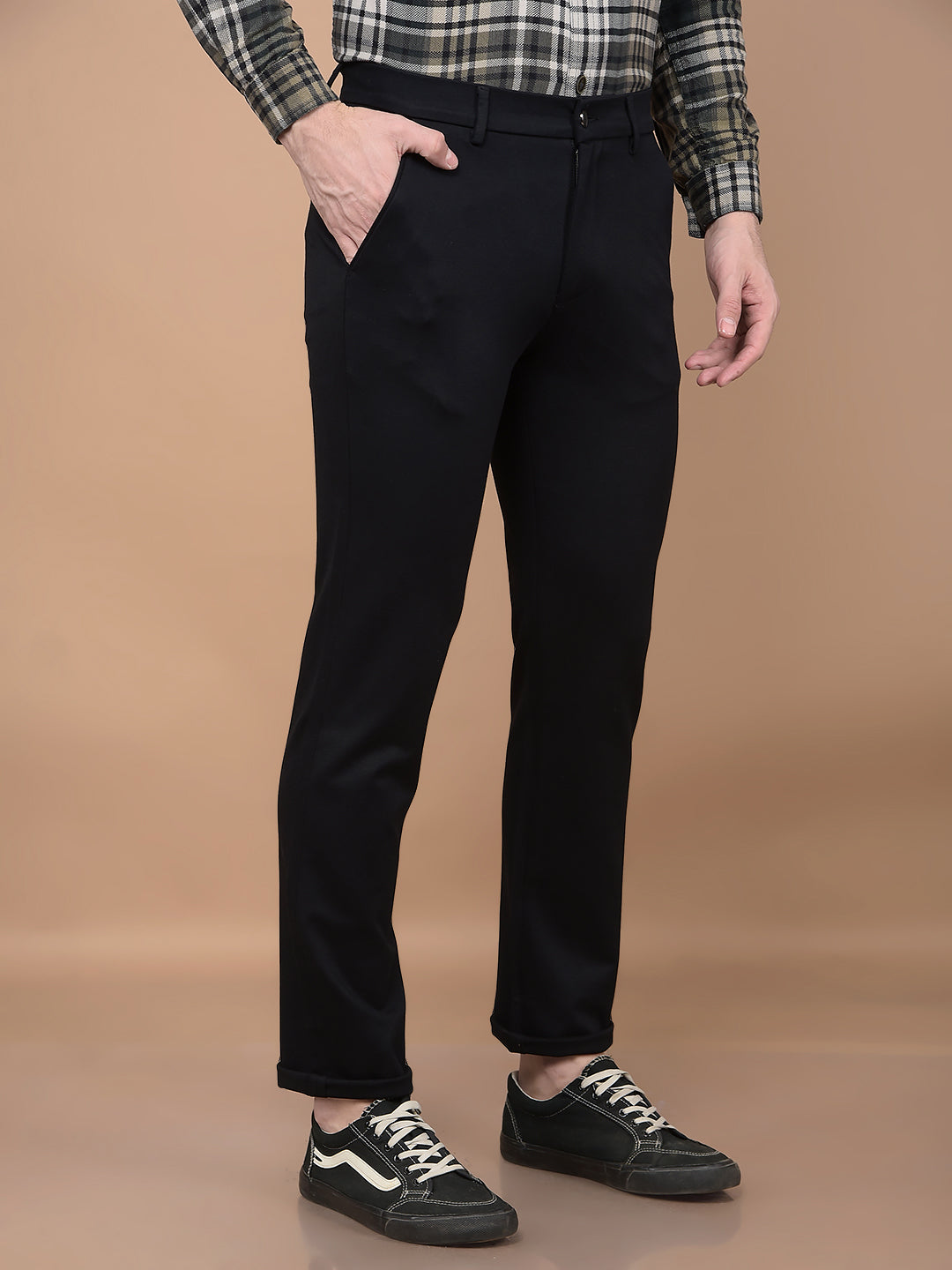 Black Printed Knitted Trousers