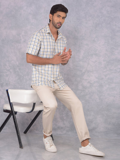 Beige Printed Trousers-Men Trousers-Crimsoune Club