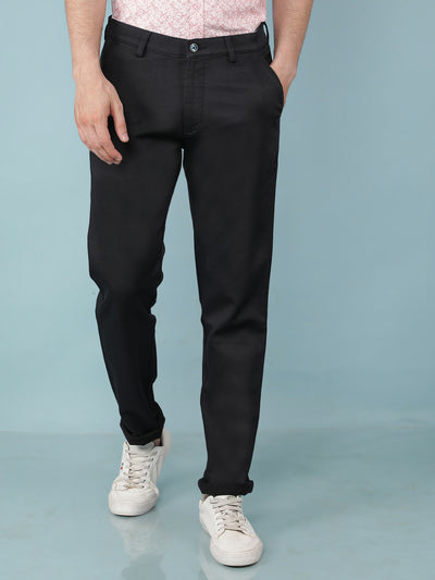 Navy Blue Printed Dobby Trousers-Men Trousers-Crimsoune Club