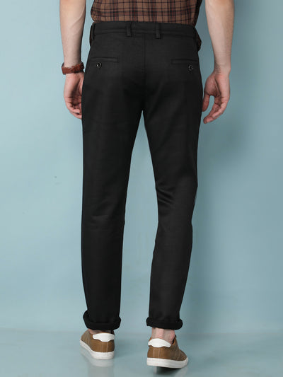 Black Printed Dobby Trousers-Men Trousers-Crimsoune Club