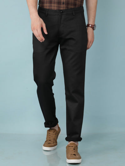 Black Printed Dobby Trousers-Men Trousers-Crimsoune Club