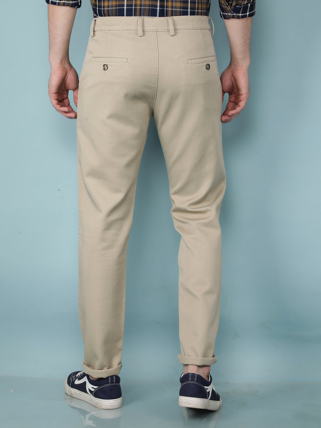 Beige Printed Chinos Trousers-Men Trousers-Crimsoune Club