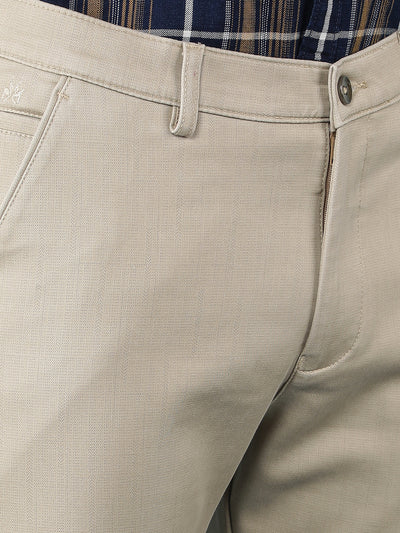 Beige Printed Chinos Trousers-Men Trousers-Crimsoune Club