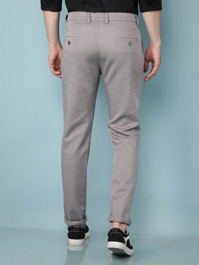 Grey Printed Chinos Trousers-Men Trousers-Crimsoune Club