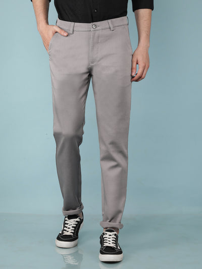 Grey Printed Chinos Trousers-Men Trousers-Crimsoune Club