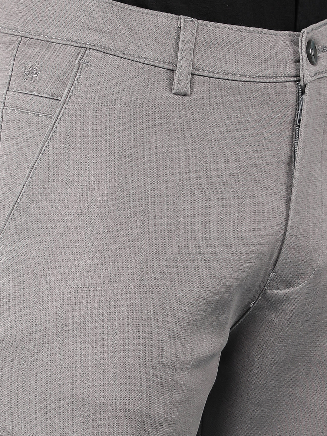 Grey Printed Chinos Trousers-Men Trousers-Crimsoune Club