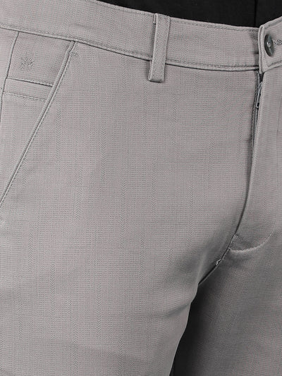 Grey Printed Chinos Trousers-Men Trousers-Crimsoune Club