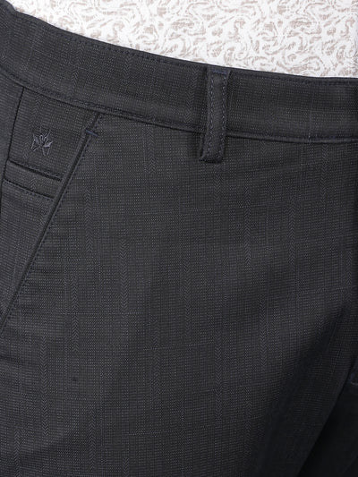 Navy Blue Printed Chinos Trousers-Men Trousers-Crimsoune Club