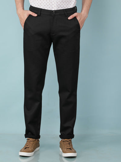 Black Printed Chinos Trousers-Men Trousers-Crimsoune Club