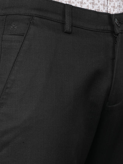 Black Printed Chinos Trousers-Men Trousers-Crimsoune Club