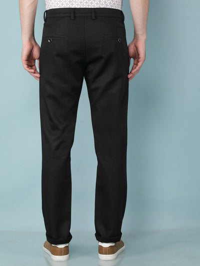 Black Printed Chinos Trousers-Men Trousers-Crimsoune Club